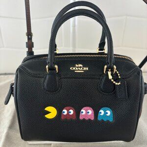 Coach PacMan Bennet Satchel - Black Leather Micro